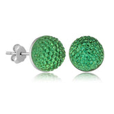 Boucles d'oreilles pour femme serties de cristaux verts argentés